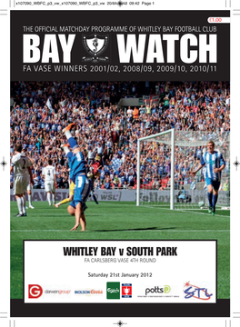 WHITLEY BAY V SOUTH PARK FA CARLSBERG VASE 4TH ROUND