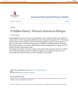 A Hidden History: Women's Activism in Ethiopia