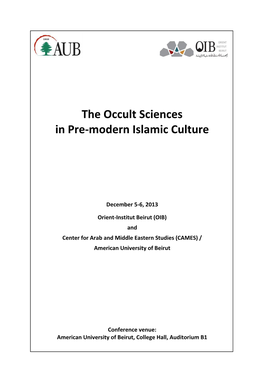 The Occult Sciences in Pre-Modern Islamic Culture