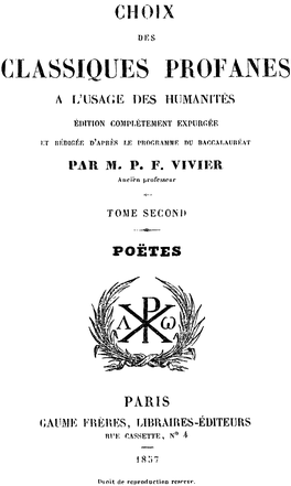 Choix De Classiques Profanes À L'usage Des Humanités (Tome 2)