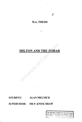 Milton and the Zohar