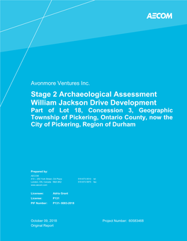 Stage 2 Archaeological Assessment William Jackson Drive Development