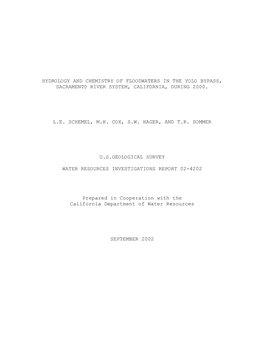 Hydrology and Chemistry of Floodwaters in the Yolo Bypass, Sacramento River System, California, During 2000