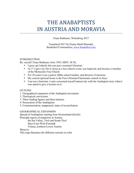 The Anabaptists in Austria and Moravia