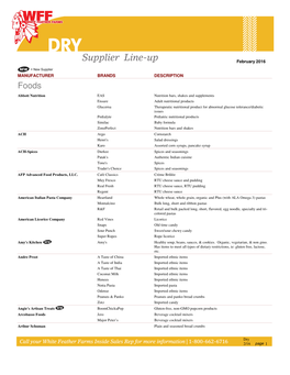 Dry Supplier Lineup