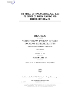 The Mexico City Policy/Global Gag Rule: Its Impact on Family Planning and Reproductive Health