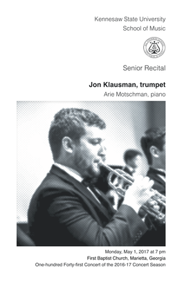 Senior Recital: Jon Klausman, Trumpet