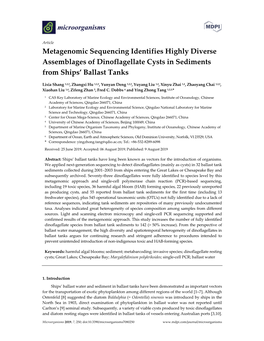 Metagenomic Sequencing Identifies Highly Diverse Assemblages of Dinoflagellate Cysts in Sediments from Ships’ Ballast Tanks