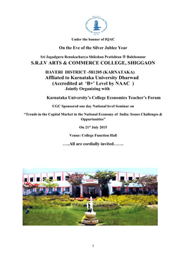 Prof B S Naregal Economisc National Level Seminar