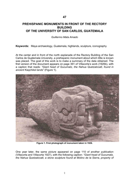 47 Prehispanic Monuments in Front of the Rectory Building of the University of San Carlos, Guatemala