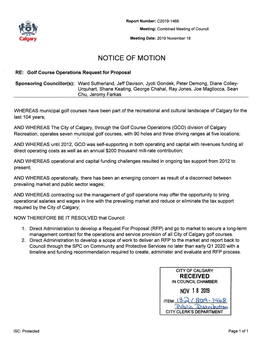 Notice of Motion
