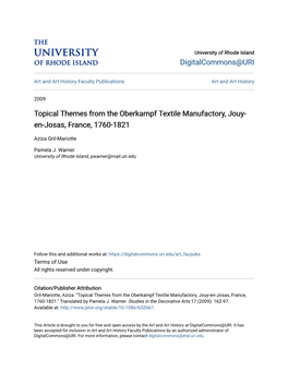 Topical Themes from the Oberkampf Textile Manufactory, Jouy-En-Josas, France, 1760-1821.
