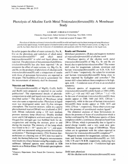 Photolysis of Alkaline Earth Metal Tris(Oxalato)Ferrates(III): a Mossbauer Study