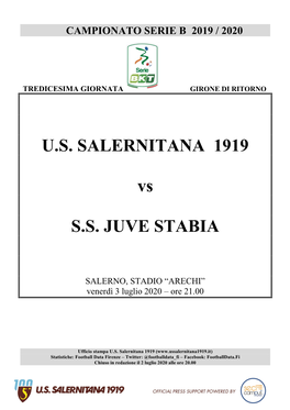 U.S. SALERNITANA 1919 Vs S.S. JUVE STABIA