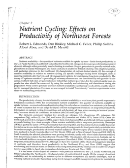 Nutrient Cycling: Effects on Productivity of Northwest Forests 19