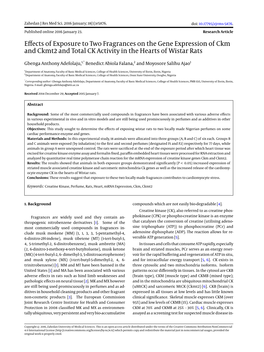 Effects of Exposure to Two Fragrances on the Gene Expression of Ckm