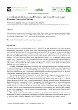 A Contribution to the Taxonomy of Centaurea Sect. Cynaroides (Asteraceae, Cardueae–Centaureinae) in Iran