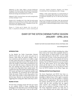 Diary of the Sstcn Chennai Turtle Season January – April 2016