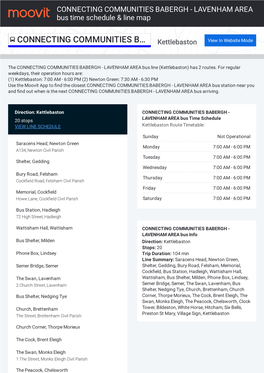 CONNECTING COMMUNITIES BABERGH - LAVENHAM AREA Bus Time Schedule & Line Map