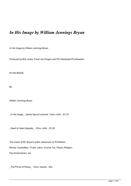 In His Image by William Jennings Bryan