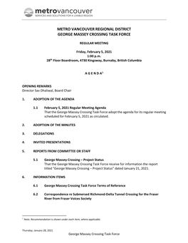 George Massey Crossing Task Force Agenda Package