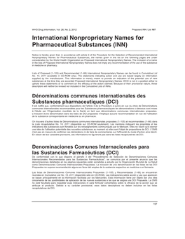 International Nonproprietary Names for Pharmaceutical Substances (INN)