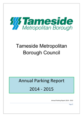 Tameside Metropolitan Borough Council Annual Parking Report 2014