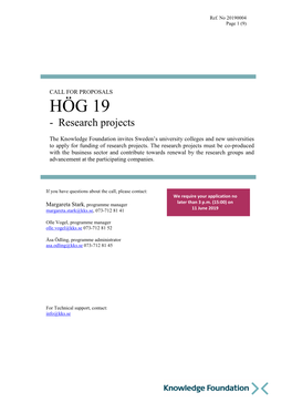 HÖG 19 - Research Projects