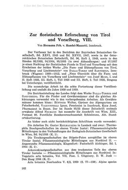 Zur Floristischen Erforschung Von Tirol Und Vorarlberg, VIII. Von Hermann Frh