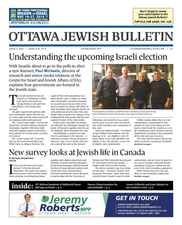 Ottawa Jewish Bulletin! ISRAEL at the RIGHT TIME, RIGHT PRICE JNFOTTAWA.CA 613.798.2411 Call 613-798-4696, Ext