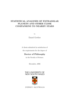 Statistical Analyses of Extrasolar Planets and Other Close Companions to Nearby Stars