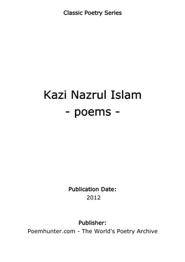 Kazi Nazrul Islam - Poems