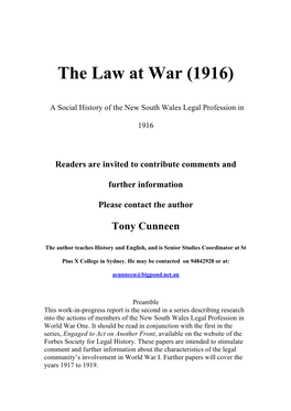 Law at War 1916 Version II