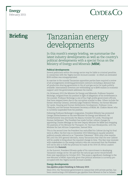 Tanzanian Energy Developments