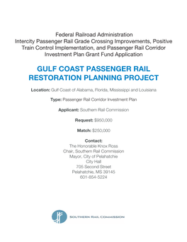 Gulf Coast Passenger Rail Restoration Planning Project