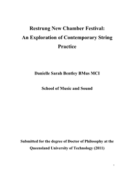 Restrung New Chamber Festival: an Exploration of Contemporary String Practice