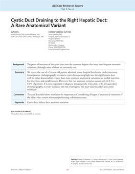 Cystic Duct Draining to the Right Hepatic Duct: a Rare Anatomical Variant