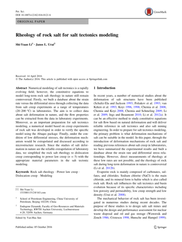 Rheology of Rock Salt for Salt Tectonics Modeling