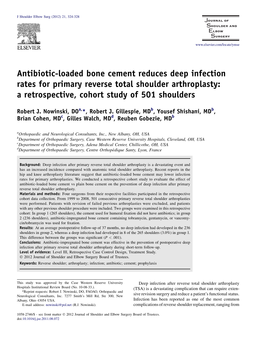 Antibiotic-Loaded Bone Cement Reduces Deep Infection Rates for Primary Reverse Total Shoulder Arthroplasty: a Retrospective, Cohort Study of 501 Shoulders