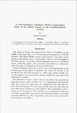 A Post-Caledonian Ultrabasic Biotite Lamprophyre Dyke of the Island Ytterøy in the Trondheimsfjord, Norway