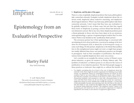 Epistemology from an Evaluativist Perspective