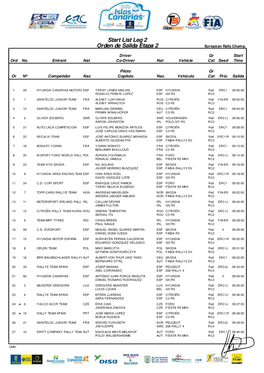 Orden De Salida Etapa 2 Start List Leg 2