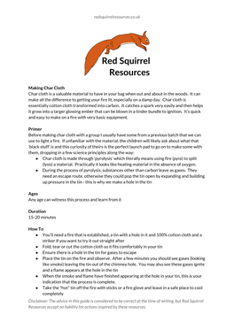 Redsquirrelresources.Co.Uk Making Char Cloth Char Cloth Is a Valuable