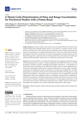 A Monte Carlo Determination of Dose and Range Uncertainties for Preclinical Studies with a Proton Beam