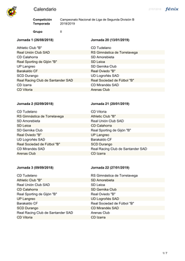 Calendario 27/07/2018