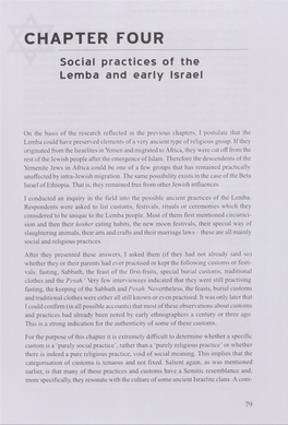 CHAPTER FOUR Social Practices of the Lemba and Early Israel