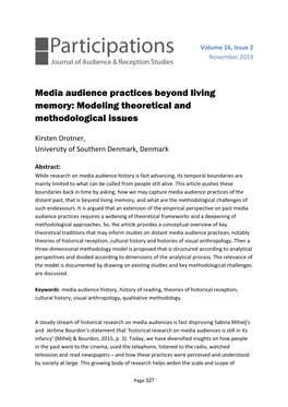 Media Audience Practices Beyond Living Memory: Modeling Theoretical and Methodological Issues