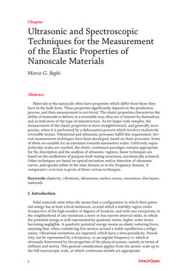 Ultrasonic and Spectroscopic Techniques for the Measurement of the Elastic Properties of Nanoscale Materials Marco G