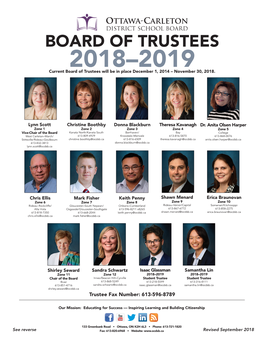 BOARD of TRUSTEES 2018–2019 Current Board of Trustees Will Be in Place December 1, 2014 – November 30, 2018