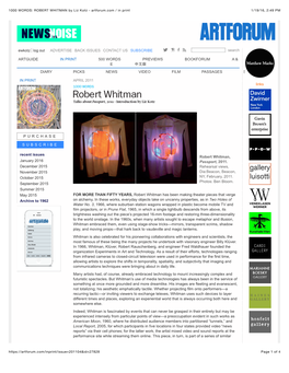 ROBERT WHITMAN by Liz Kotz - Artforum.Com / in Print 1/19/16, 2:49 PM